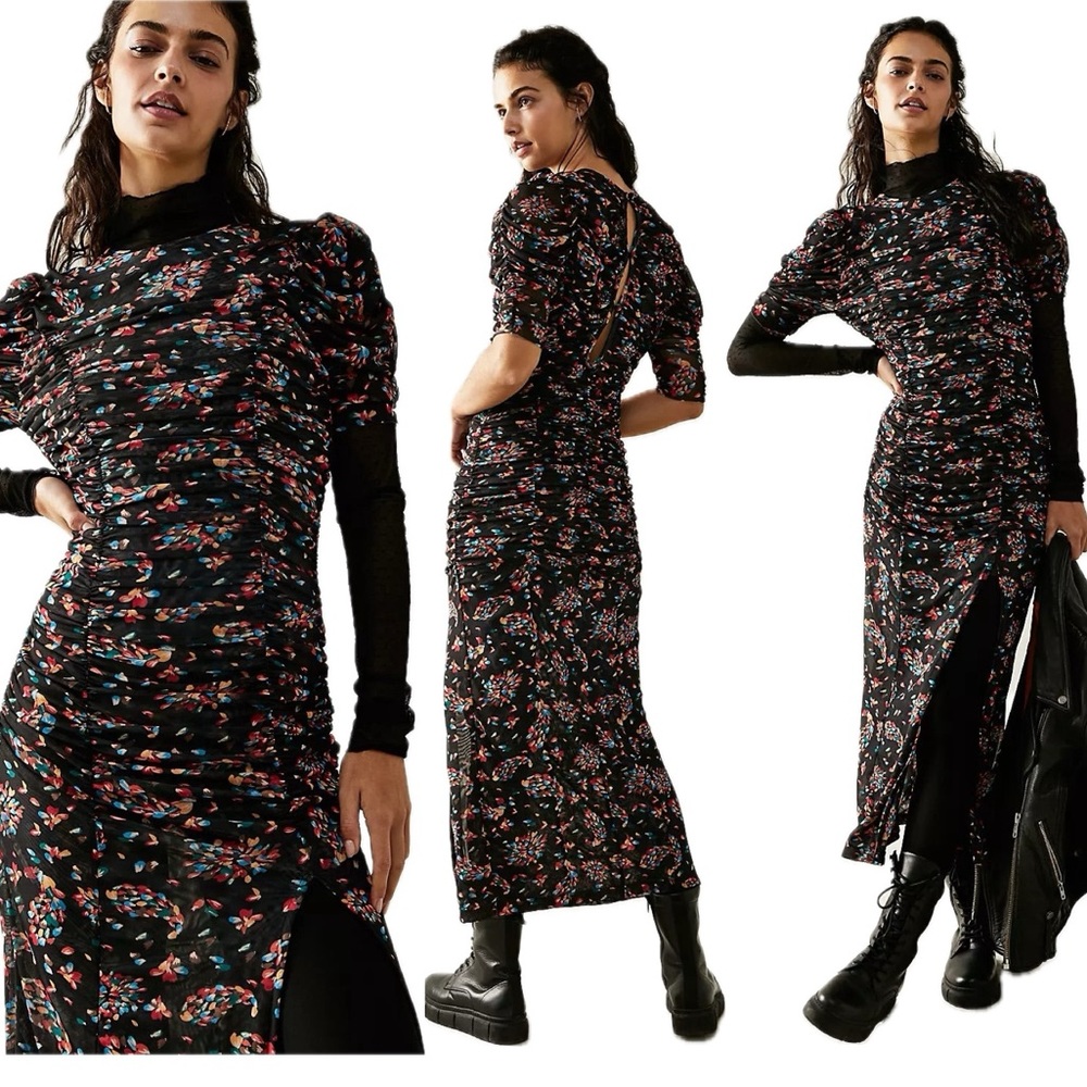 Free People | Briella Ruched Printed Midi Dress NWT - Picture 15 of 15